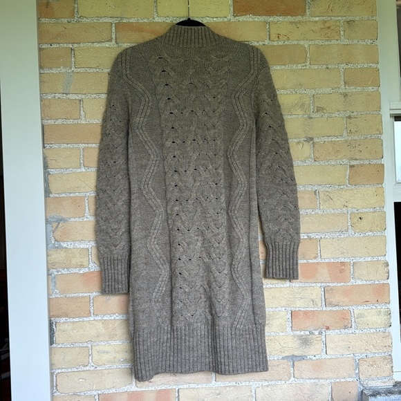 Vince Cable Knit Long Brown Alpaca-Wool Blend Cardigan Sweater - Picture 3 of 3